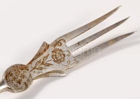 5 darab ezüst (Ag) nyelű kés, villa, h: 18 cm