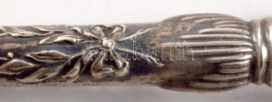 5 darab ezüst (Ag) nyelű kés, villa, h: 18 cm