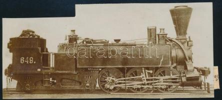 1854 Osztrák Déli Vasút Engerth tehermozdony, hátoldalon feliratozott fotó, 7×15 cm / locomotive