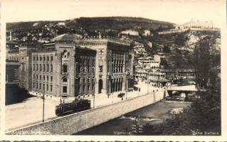 Sarajevo, Vijecnica / town hall, tram