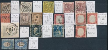 Olaszország, olasz államok összeállítás stecklapon / Italy, Italian states 17 stamps (Mi EUR 2.124,-)