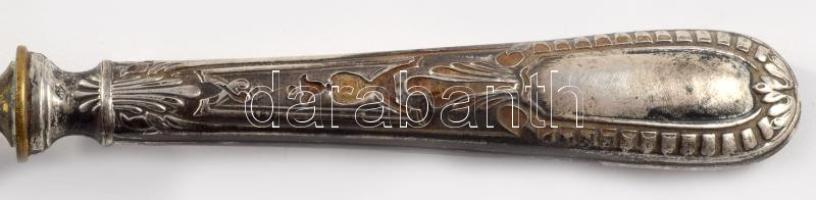 Ezüst (Ag) nyelű kakaószóró kanál, jelzett, h: 16 cm