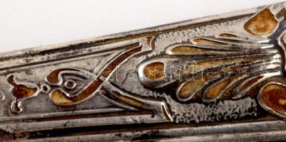 Ezüst (Ag) nyelű kakaószóró kanál, jelzett, h: 16 cm