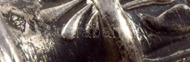 Ezüst (Ag) nyelű kakaószóró kanál, jelzett, h: 16 cm