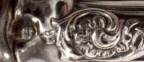 3 darabos ezüst (Ag) nyelű szervírozó szett, jelzett, h: 18 cm