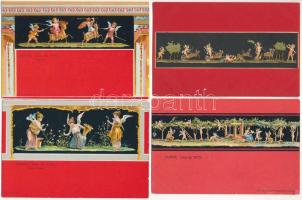 Pompei, Pompeii - 17 db RÉGI falfestmény sorozat / 17 pre-1945 wall paintings series