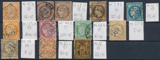 Franciaország 12 db klasszikus bélyeg / France 12 classic stamps, between Mi 15-82 (Mi EUR 684,-)