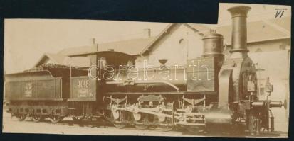 1871 Wiener Neustadtbahn tehermozdony, hátoldalon feliratozott fotó, 7×16 cm / locomotive