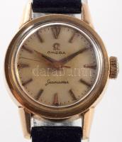 Omega Seamaster női karóra, mechanikus, pontosan jár, bőr szíjjal, karcokkal, d: 22mm