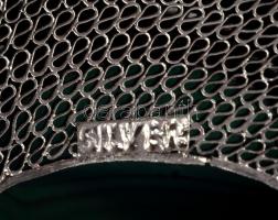 Ezüst (Ag) bross, malachit berakással, jelzett, h: 3,5 cm, bruttó 13,6g