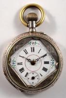 Ezüst (Ag) tokos zsebóra, működik, bruttó 66g, d: 45mm