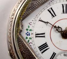 Ezüst (Ag) tokos zsebóra, működik, bruttó 66g, d: 45mm