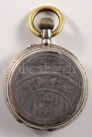 Ezüst (Ag) tokos zsebóra, működik, bruttó 66g, d: 45mm