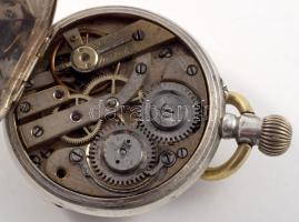 Ezüst (Ag) tokos zsebóra, működik, bruttó 66g, d: 45mm