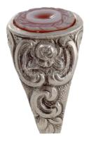 Orosz ezüst (Ag) gyűrű, agát berakással, m:54, jelzett, bruttó 7,1g