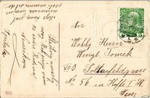 Herzlichen Glückwunsch zum neuen Jahre! / Újévi üdvözlet / New Year greeting art postcard. Emb. lith...