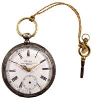 Cartier ezüst (Ag) tokos zsebóra, kulccsal, hiányos, sérült számlappal, d: 45mm