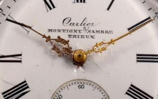 Cartier ezüst (Ag) tokos zsebóra, kulccsal, hiányos, sérült számlappal, d: 45mm
