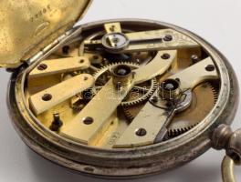 Cartier ezüst (Ag) tokos zsebóra, kulccsal, hiányos, sérült számlappal, d: 45mm