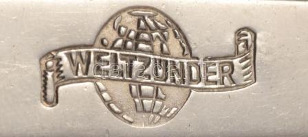 Weltzmunder részben ezüst (Ag) öngyújtó, jelzett, 4,5x4,5 cm, bruttó 67g