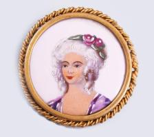 Limoges 3 darab kézzel festett porcelán bross, jelzett, h: 5,5 cm alatt