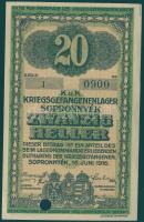 Sopron/hadifogolytábor 1916. 20f T:I- ly