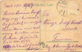 1918 Eszék, Essegg, Osijek; Kapucinska ulica / street view, drugstore, tram, market (Rb)