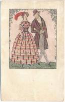 1939 Mode. Wiener Werkstätte No. 708. s: Fritzi Löw (gyűrődések / creases)