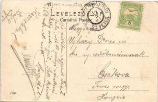 1907 Fiume, Rijeka; Via del Lido / utca, városi vasút, vonat, gőzmozdony / street view, urban railwa...