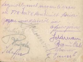 cca 1920 Bp., az FTC és az MTK kombinált csapatának játékosai által aláírt képeslap: Schlosser Imre,...