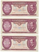 1992. 100Ft (3x) sorszámkövetők "B128 093933 - B128 093935" T:AU Adamo F35