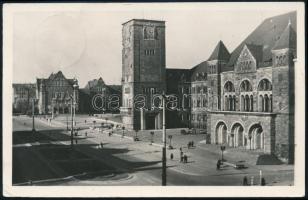 1956 Poznan, a magyar B válogatott labdarúgóinak aláírásai hazaküldött képeslapon: Ombódi Imre, Déká...