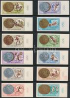1965 Olimpiai érmesek I. vágott sor, a jobboldali ívszélen minden érték olimpiai ötkarikával / Mi 2089-2100 imperforated margin set