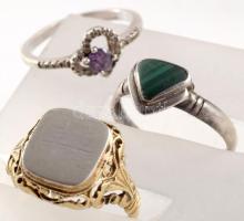 3 darab ezüst (Ag) gyűrű, kőberakással, m:53-55, bruttó 7g