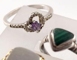 3 darab ezüst (Ag) gyűrű, kőberakással, m:53-55, bruttó 7g