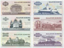 2012. 500 Balatoni Korona - 20.000 Balatoni Korona (6xklf) mind "MINTA" perforációval, &qu...