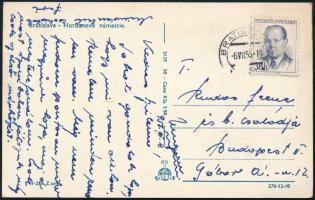 1955 Pozsony, Rudas Ferenc (1921-2016) válogatott labdarúgó, az FTC játékosának saját kezűleg megírt, szüleinek hazaküldött képeslapja