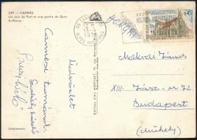 1971 Cannes, Sárosi László (1946- ) olimpiai bajnok vízilabdázó autográf aláírása hazaküldött képeslapon