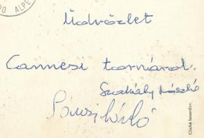 1971 Cannes, Sárosi László (1946- ) olimpiai bajnok vízilabdázó autográf aláírása hazaküldött képesl...
