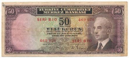 Törökország 1930. 50k "B10 469926" T:F Turkey 1930. 50 Kurus "B10 469926" C:F