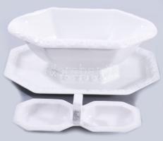 cca 1927 Rosenthal "Maria" szószkínáló és sóborskínáló. Peremrészén plasztikus mintával, jelzett, hibátlan, h: 17-24 cm