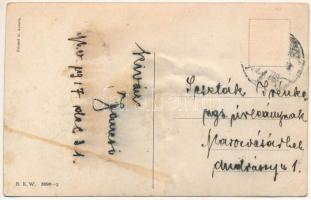 1917 Boldog Karácsonyi Ünnepeket! / Art Nouveau lady, B.K.W.I. 3090-2. s: Mela Koehler (r)