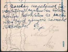 1931 Stockholm, a debreceni Bocskai FC labdarúgócsapatának játékosai által aláírt képeslap: Keviczky...