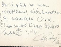 1958 Puskás Ferenc (1927-2006) autográf aláírása Olaszországból hazaküldött képeslapon
