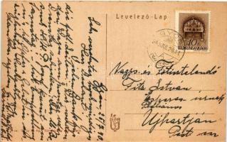 1940 Péterréve, Bács-Petrovoszelló, Backo Petrovo Selo; Katolikus templom utca részlettel / Catholic...