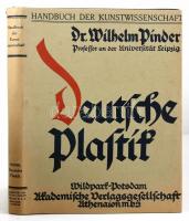 Wilhelm Pinder: Die deutsche Plastik. Des Ausgehenden Mittelalters und der Frührenaissance. Handbuch der Kunstwissenscahft. Wildpark-Potsdam,(1924.),Akademische Verlagsgesellschact Athenaion, VIII+242 p+XII t. Német nyelven. Gazdag képanyaggal illusztrált. Kiadói félvászon-kötés, kiadói papír védőborítóban.