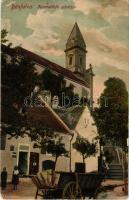 1912 Bánfalva, Sopronbánfalva, Wandorf; Kármeliták zárdája, lovasszekér, dohány és bélyeg eladás, bor üzlet. Kummert L. kiadása (kopott sarkak / worn corners)