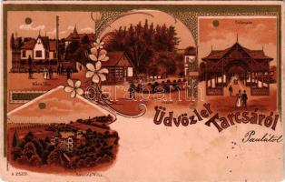 1901 Tarcsa, Tarcsafürdő, Bad Tatzmannsdorf; Mária villa, Gyógytér részlete, kollonád, Carolina villa / villa, spa, collonade. Kunstanstalt Lautz &amp; Isenbeck Art Nouveau, floral, litho (fl)