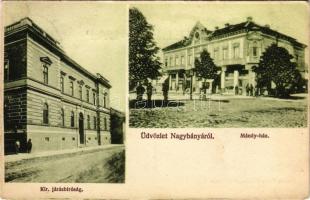 1913 Nagybánya, Baia Mare; Kir. Járásbíróság, Mándy ház és üzletek. Kovács Gyula kiadása / district court, shops (EK)