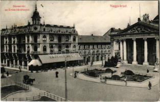 1913 Nagyvárad, Oradea; Bémer tér, EMKE kávéház, Adriai biztosító intézet, Szigligeti színház / square, café, insurance company, theatre (fl)